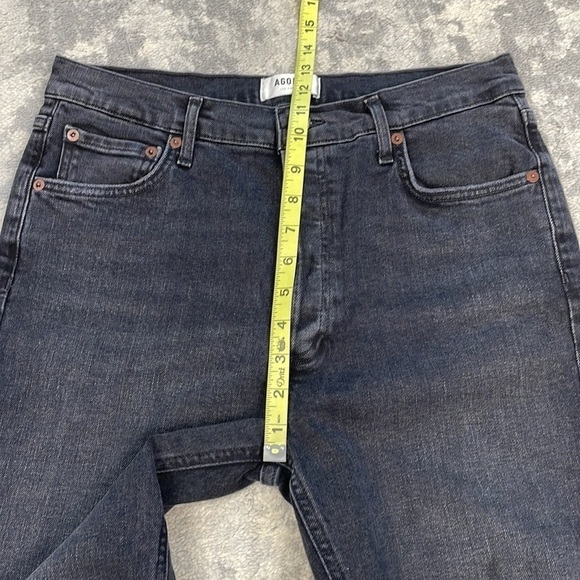 Agolde Nico High Rise Slim in Cassette Black Jeans Knee Rips Distressed Sz 30 - Picture 11 of 14